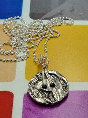 Necklace with vintage Todd Oldham Buttons 90s Silver tone